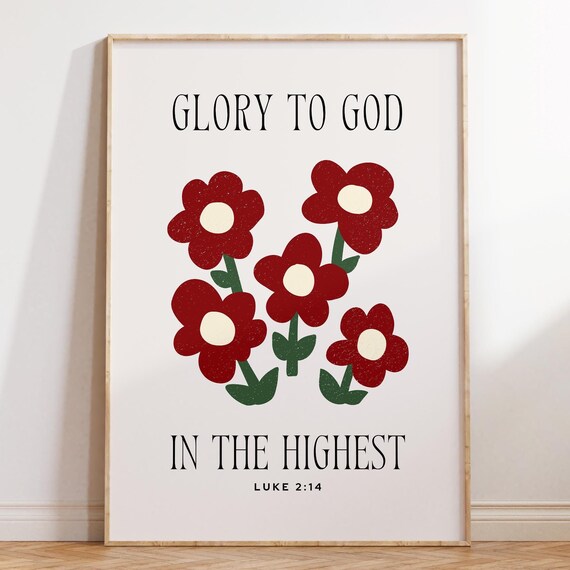 Glory To God Christmas Wall Art Matisse Print Christian Wall Art Bible Verse Housewarming Gift Holiday Home Decor Art