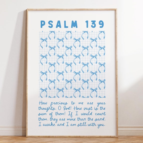 Psalm 139 Coquette Room Decor Christian Wall Art Bible Verse Wall Art Trendy Apartment Decor Coastal Granddaughter Prints Wall Art