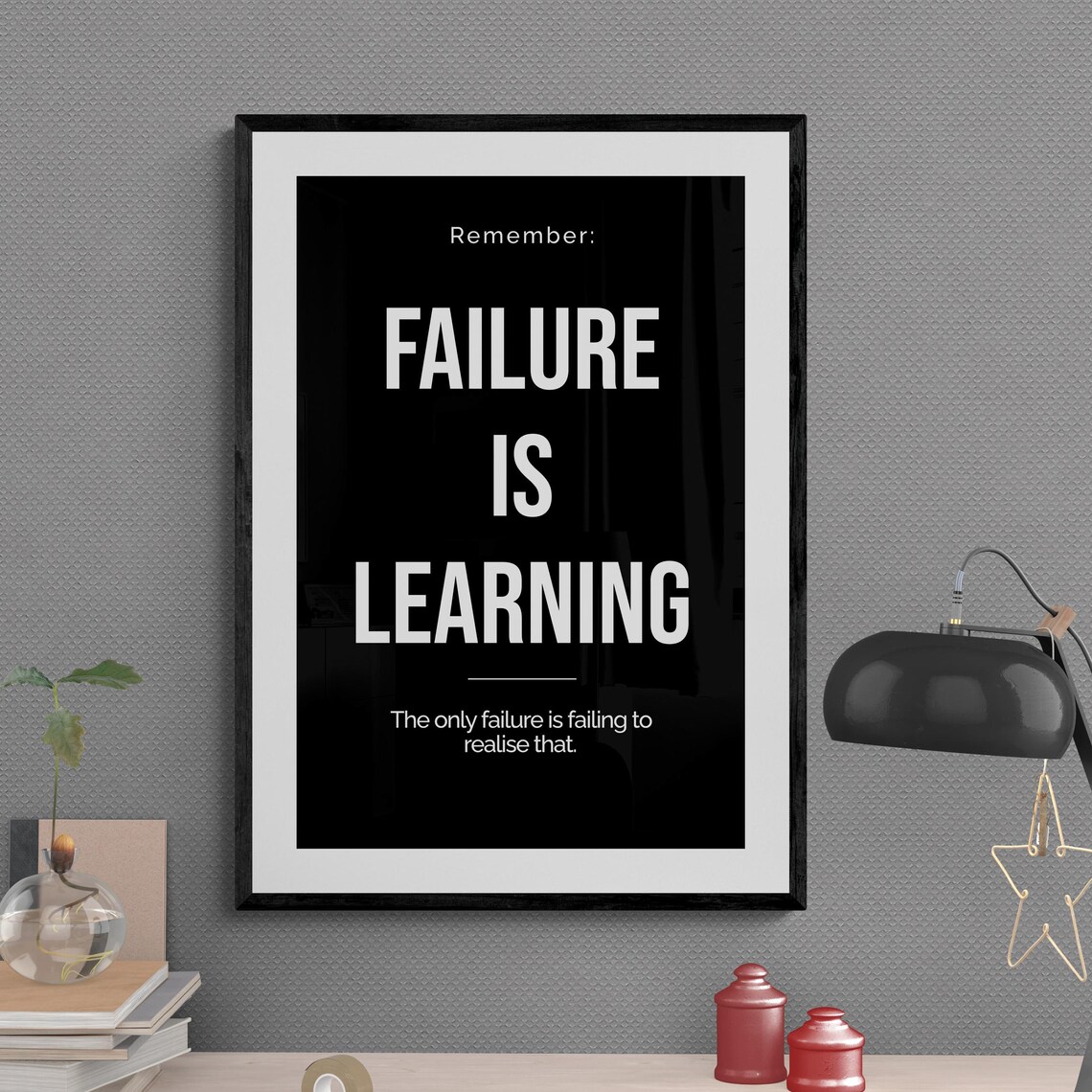 Failure Is Learning Mindset Bold Minimalist Motivational Poster