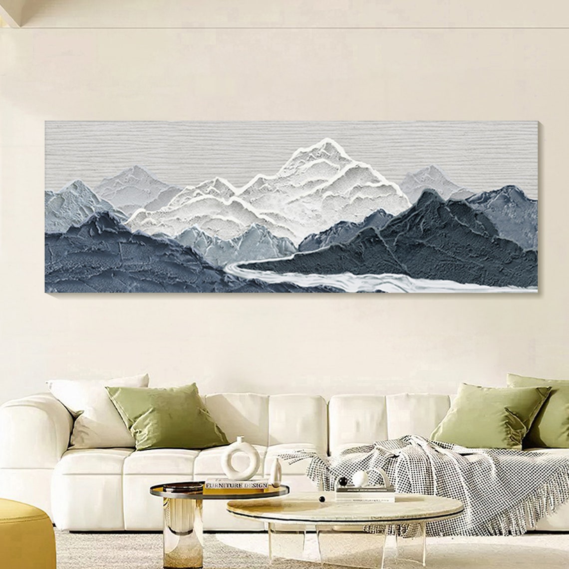 Gray Layered Mountain Peaks Textured 3D Monochrome Landscape Poster - Image 4