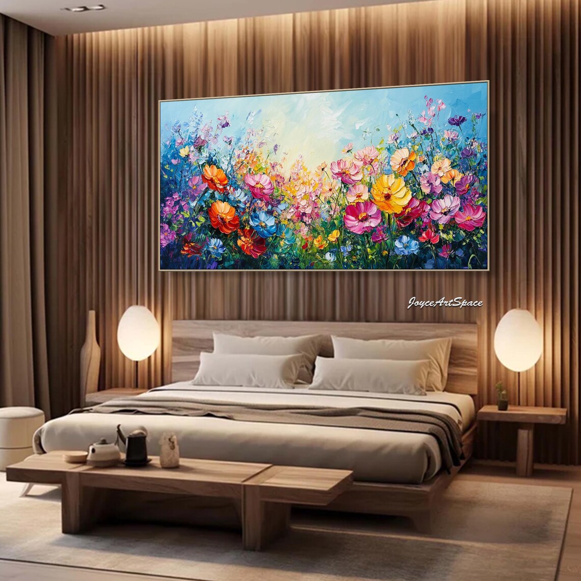 Bright Wildflower Meadow Sunny Sky Textured 3D Floral Art Poster - Image 5
