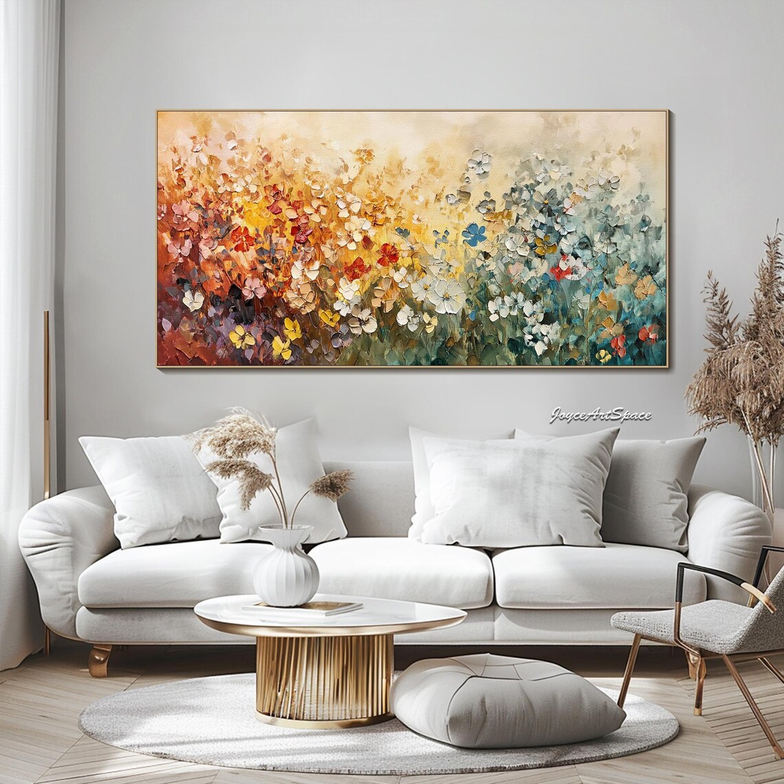 Abstract Floral Oil Painting, Bedroom Wall Art Print - Image 4