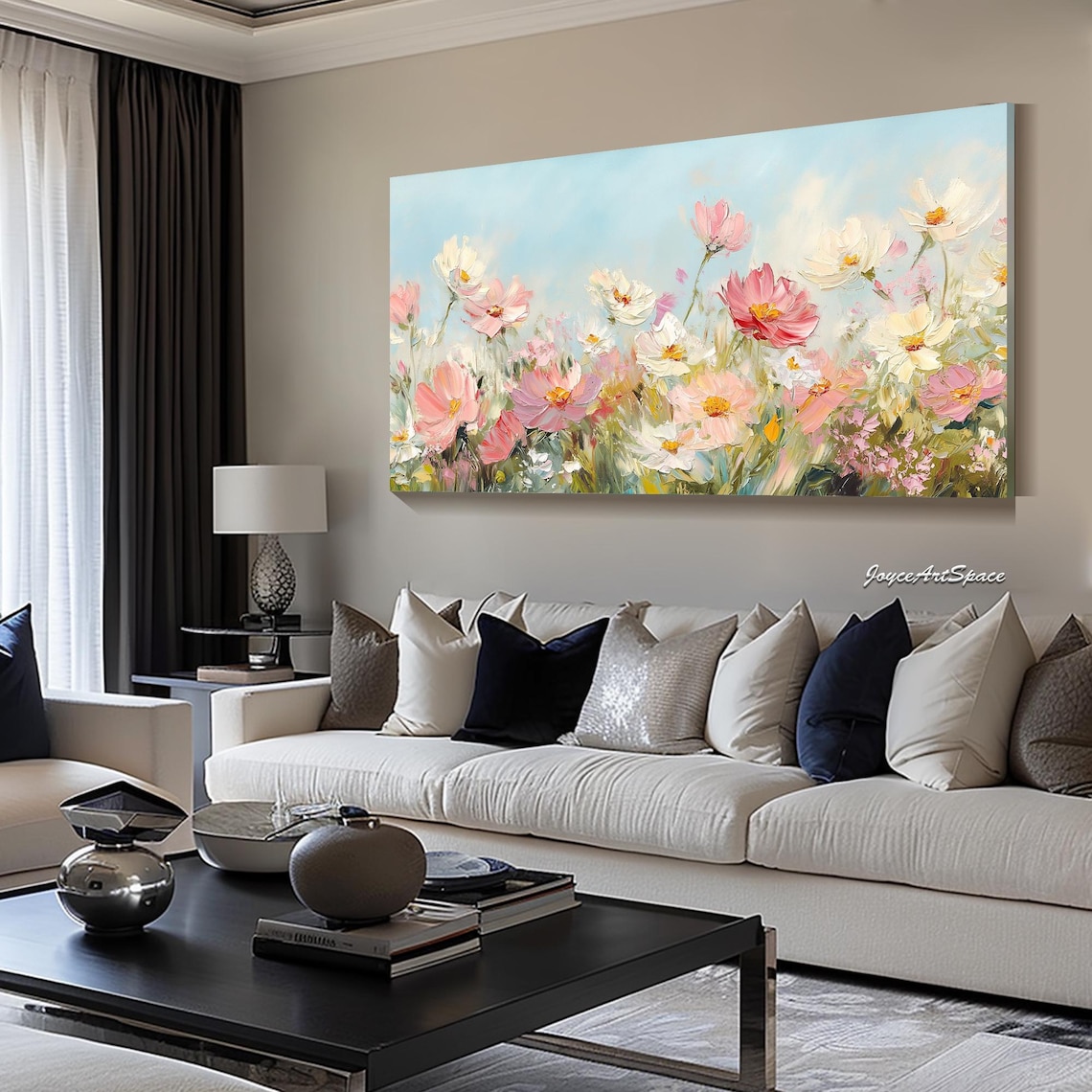 Colorful Wild Flowers Boho Living Room Art Print - Image 5