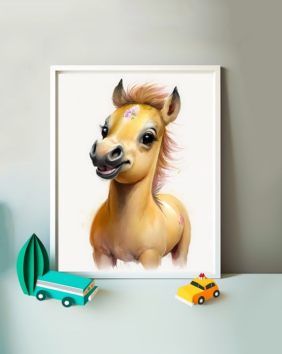 Bayb Horse Wall Art Print Girls Room Decor Baby Animal Toddler Neutral Nursery