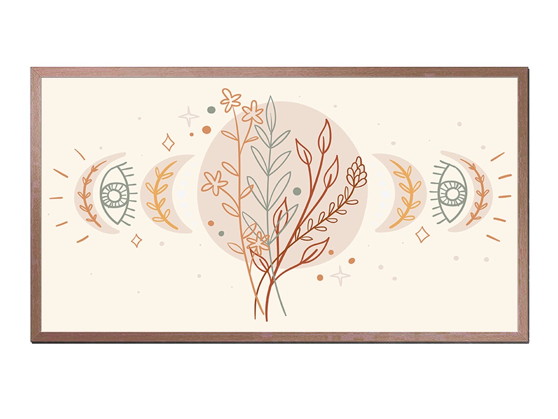 Boho Frame TV Art, Neutral Wall Art Print