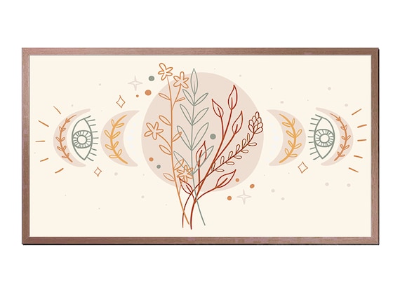 Boho Frame TV Art, Neutral Wall Art Print