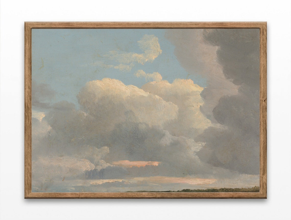 Cloud Study Cloud Paintings Vintage Home Decor Landscape Art Prints Lakehouse Wall Art Art