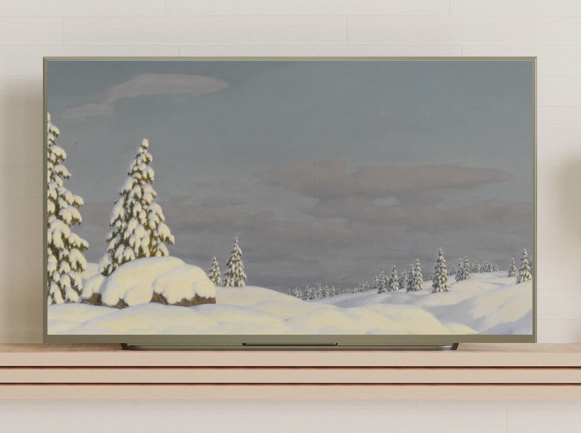 Snow Covered Pines in Quiet Winter Field Vintage Snow Art Poster - Image 3
