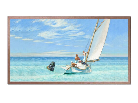 Edward Hopper Sailing 1911 Sailboat Turquoise Sea Nautical Oil Painting Poster