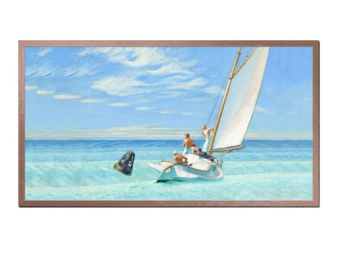 Edward Hopper Sailing 1911 Sailboat Turquoise Sea Nautical Oil Painting Poster