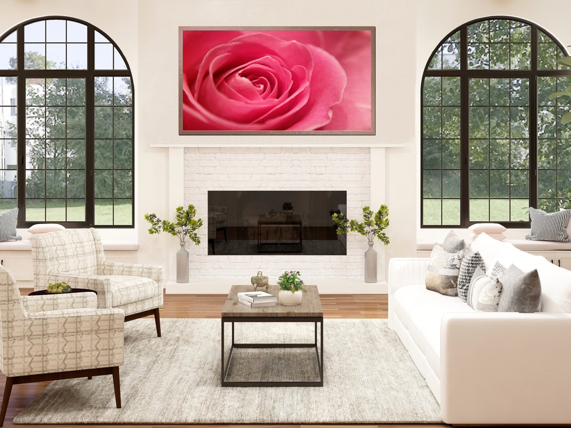 Soft Pink Rose Bloom Close Up Macro Floral Photography Wall Art - Image 2