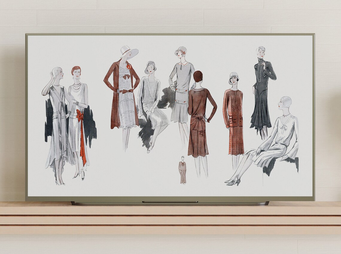 Vintage 1920s Fashion Illustration Flapper Dresses Art Deco Art Poster - Image 3