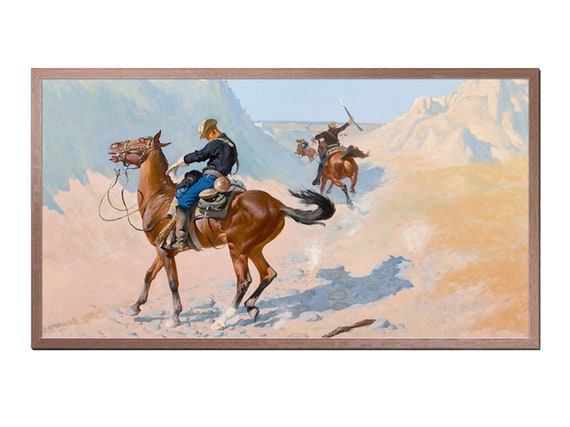 Frame Tv Art File Wild West In Art Frame Tv Art Vintage Cowboy Painting Tv Art Instant