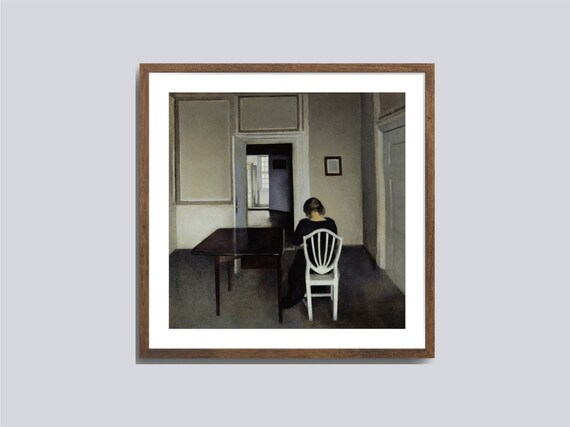 Hammershoi Sunlit Interior Doorways Seated Woman Oil Painting Print