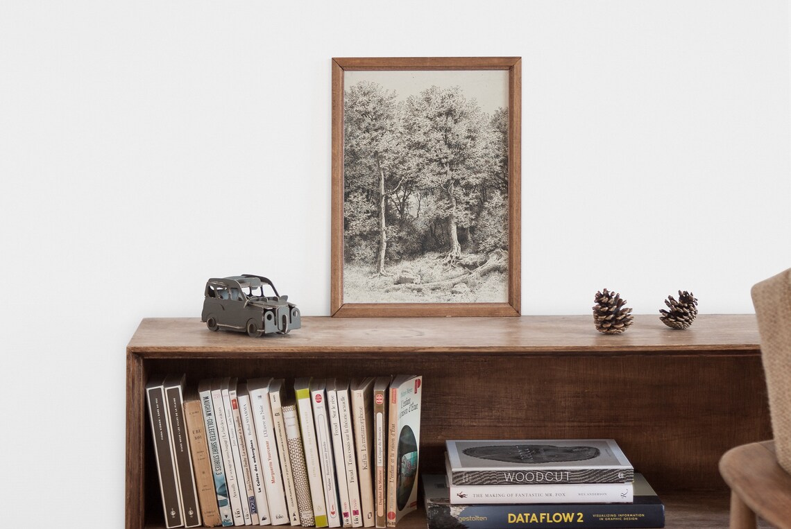 Vintage Tree Sketch, Neutral Forest Drawing - Image 2