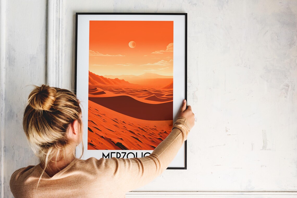 Merzouga Morocco Sahara Desert Sand Dunes Sunset Travel Poster - Image 2