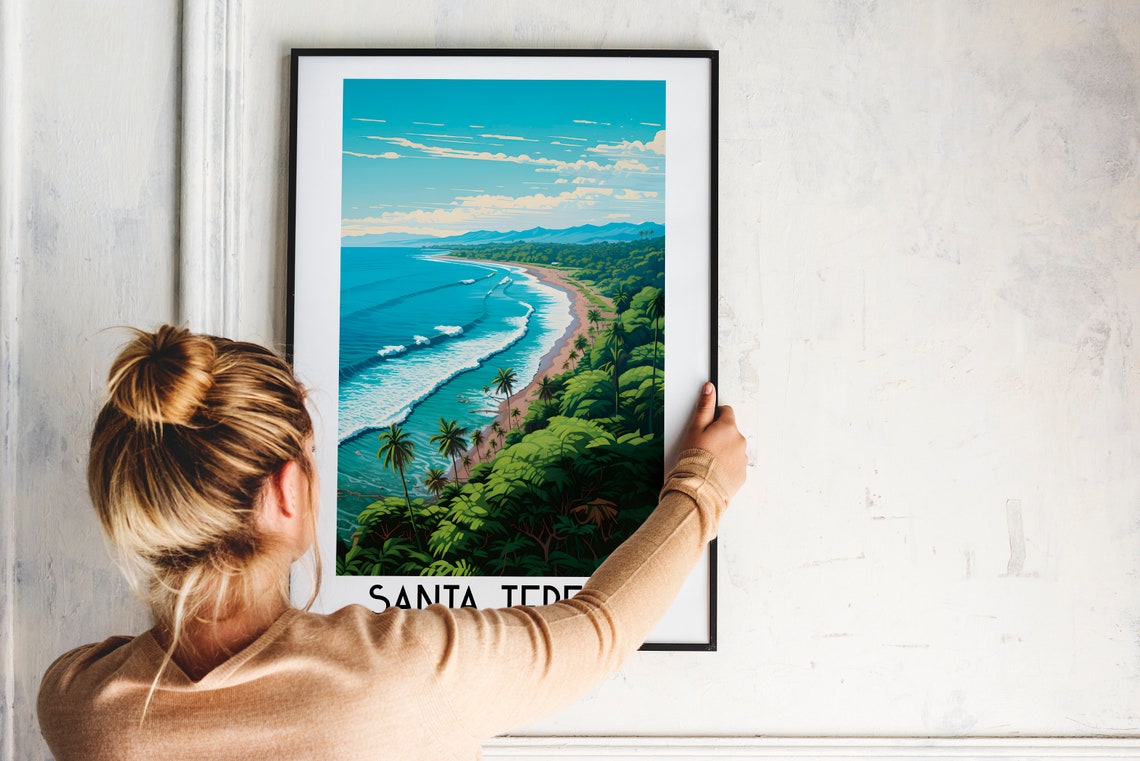 Santa Teresa Costa Rica Palm Lined Beach Coast Scenery Poster - Image 2