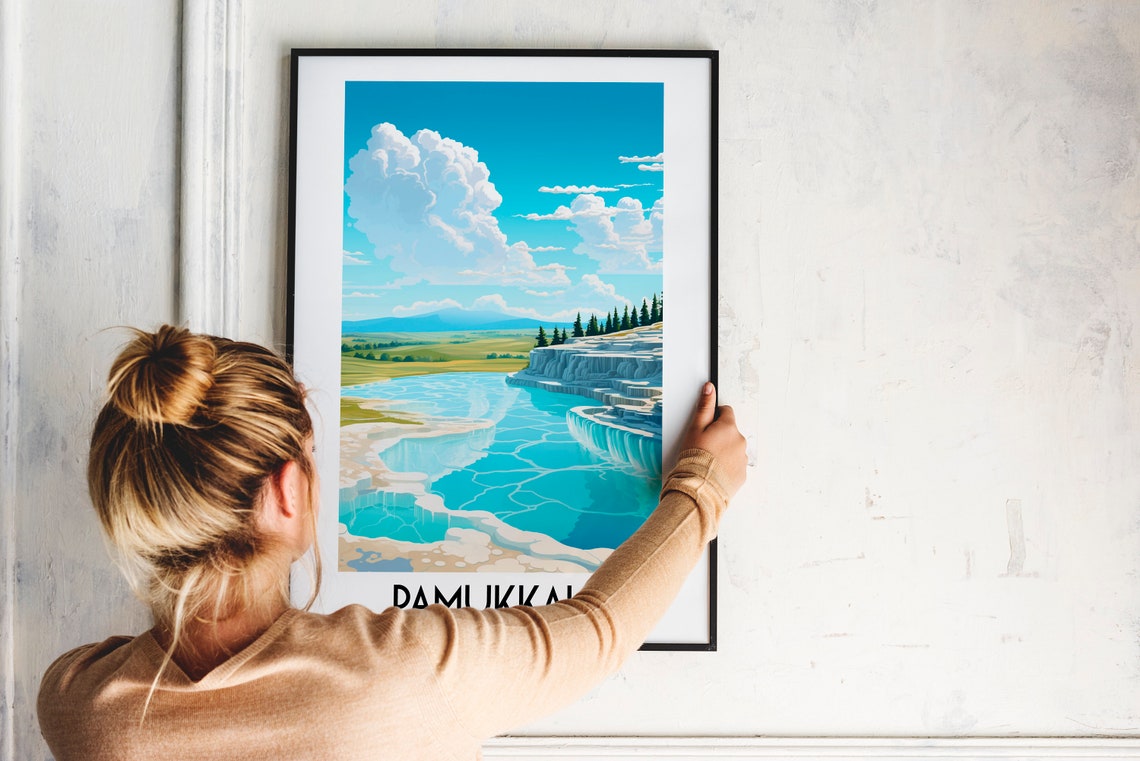 Pamukkale Turkey Travertine Thermal Terraces Vintage Travel Poster - Image 2