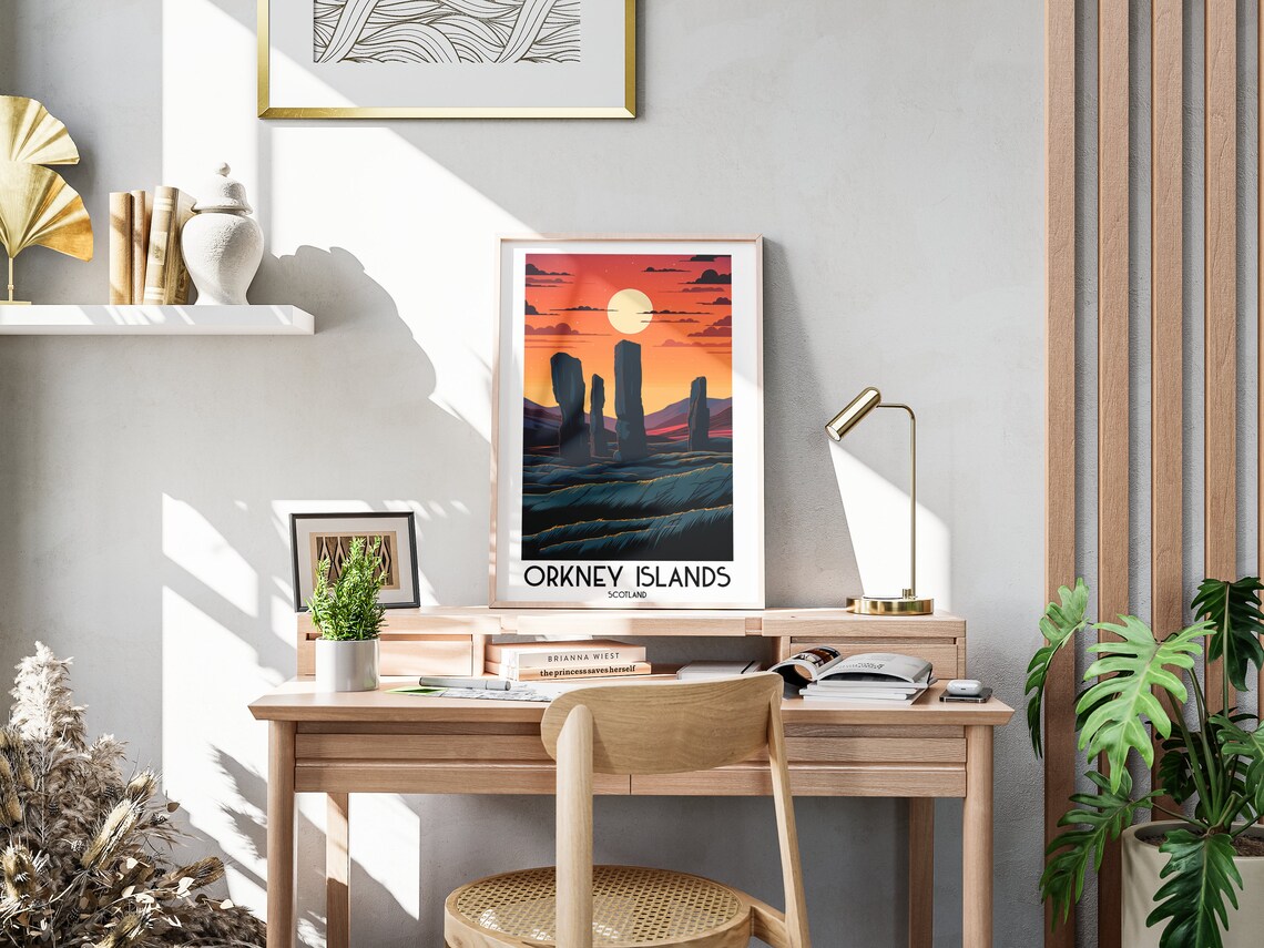 Orkney Islands Scotland Standing Stones Sunset Ancient Travel Poster - Image 3