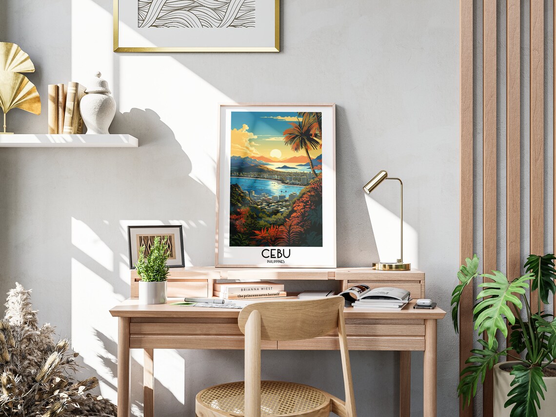Cebu Philippines Sunset Bay City Skyline Tropical Travel Poster - Image 3