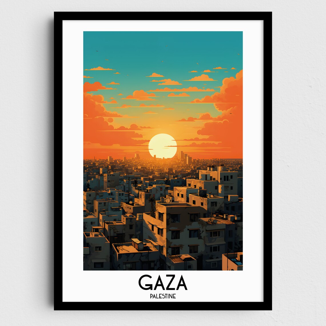 Gaza Travel Poster, Middle East Home Decor