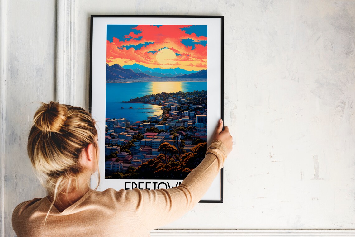 Freetown Sierra Leone Harbor Sunset Skyline Bay Travel Poster - Image 2