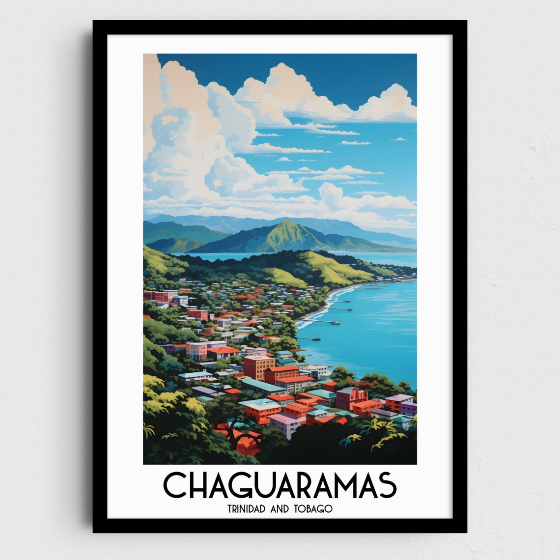 Chaguaramas Trinidad and Tobago Coastal Town Vintage Travel Poster