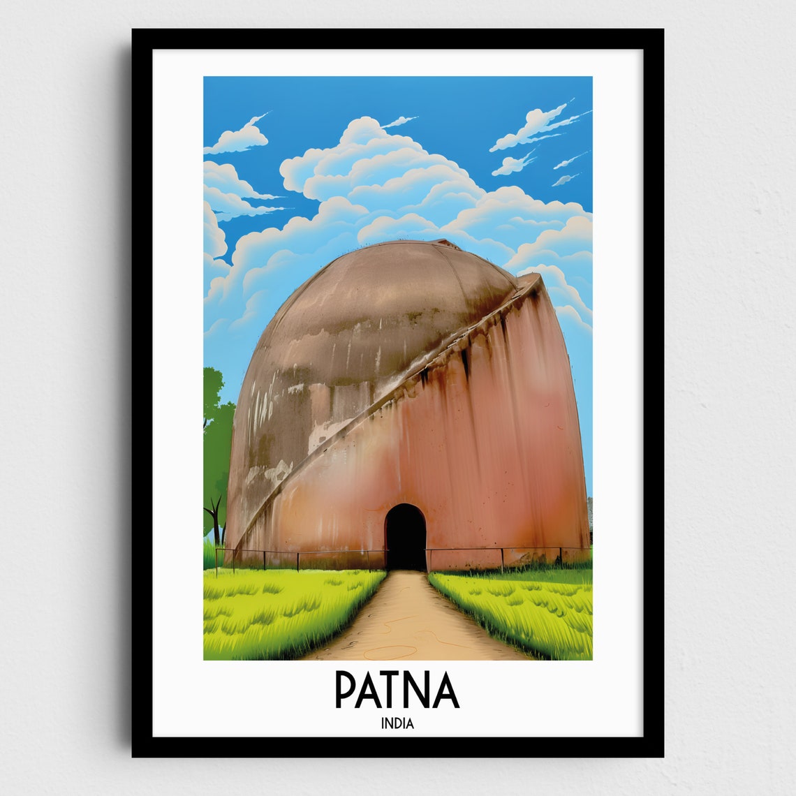 Patna Golghar Dome Granary Historic Landmark India Travel Poster