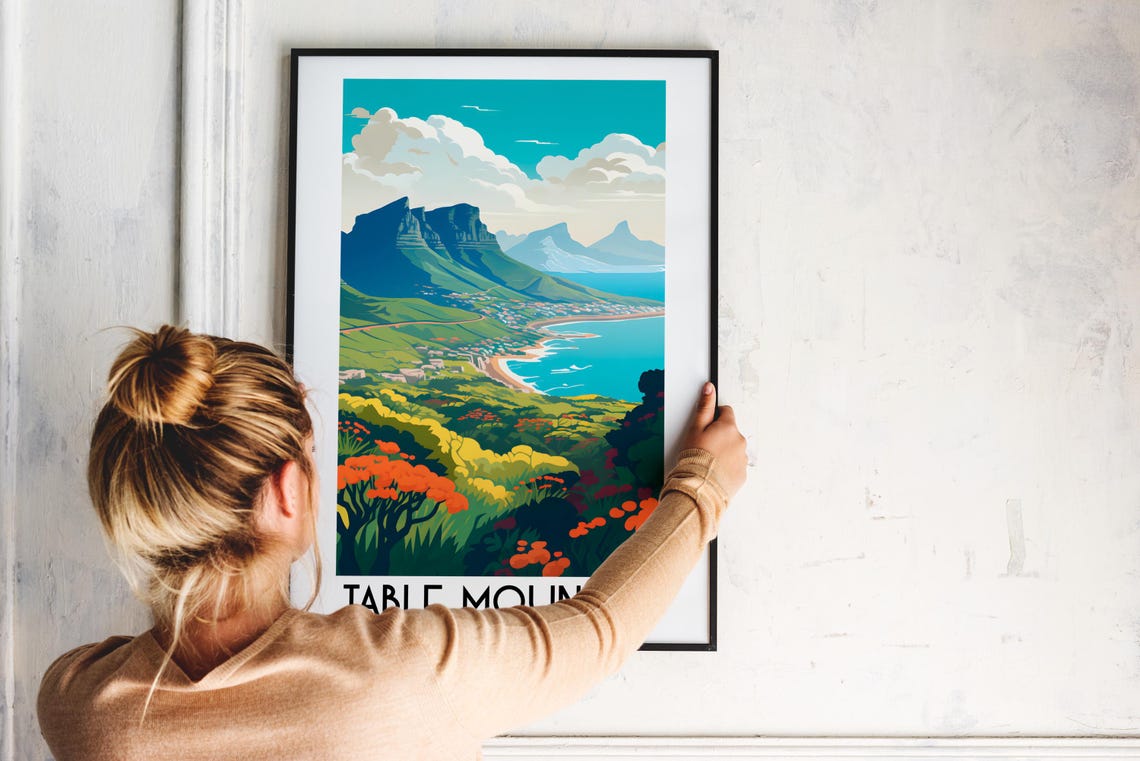 Table Mountain South Africa Cape Town Coastal View Travel Poster - Image 2