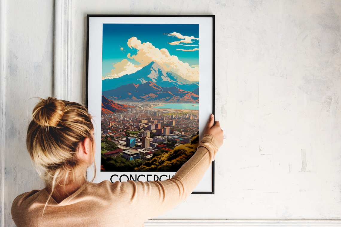 Concepcion Chile Andes Mountain City Panorama Valley Travel Poster - Image 2