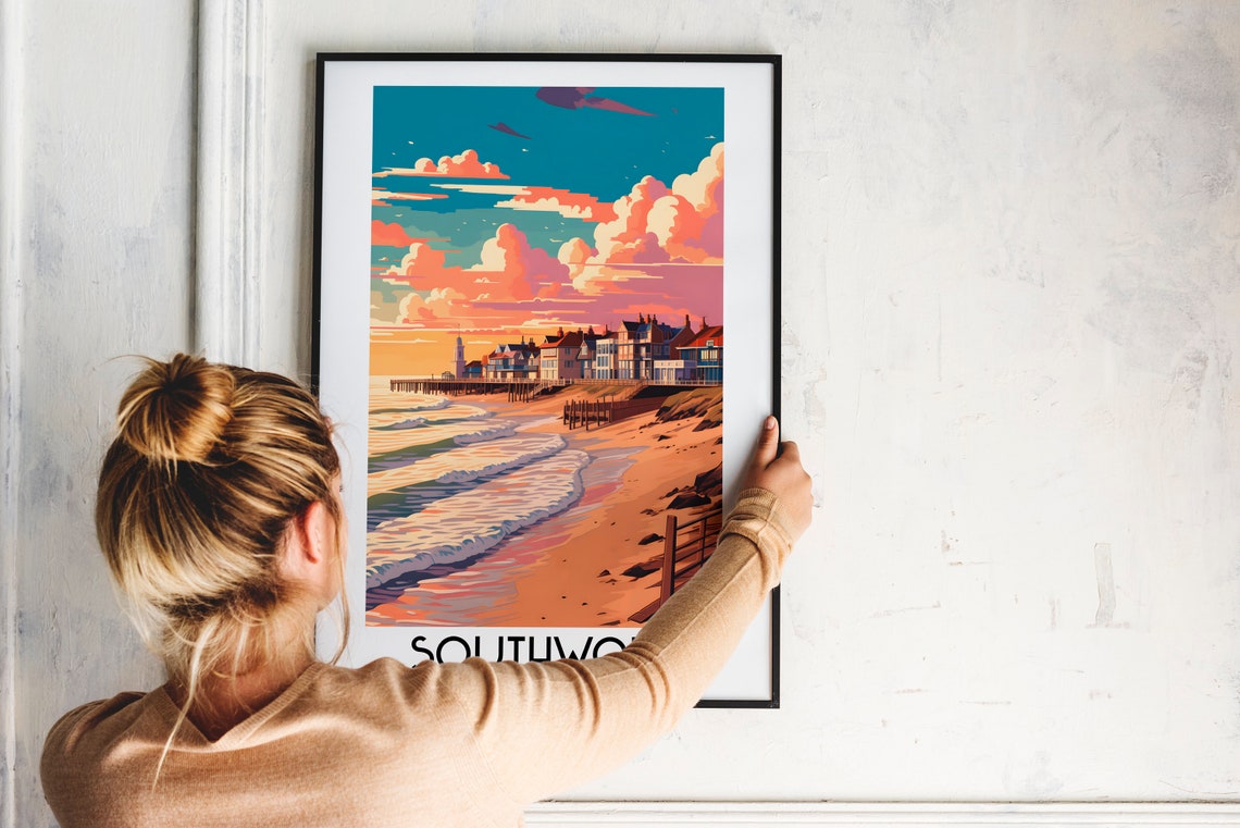 Southwold England Beach Pier Colorful Houses Seaside Travel Poster - Image 2