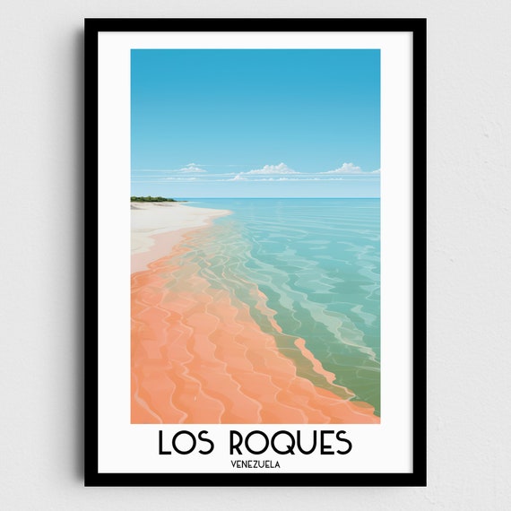 Los Roques Venezuela White Sand Beach Turquoise Sea Travel Poster