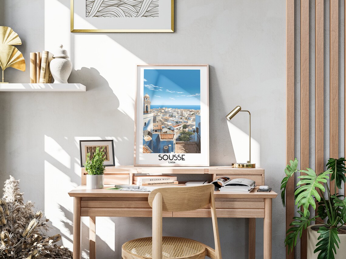 Sousse Whitewashed Medina Rooftops Sparkling Sea Tunisia Travel Poster - Image 3