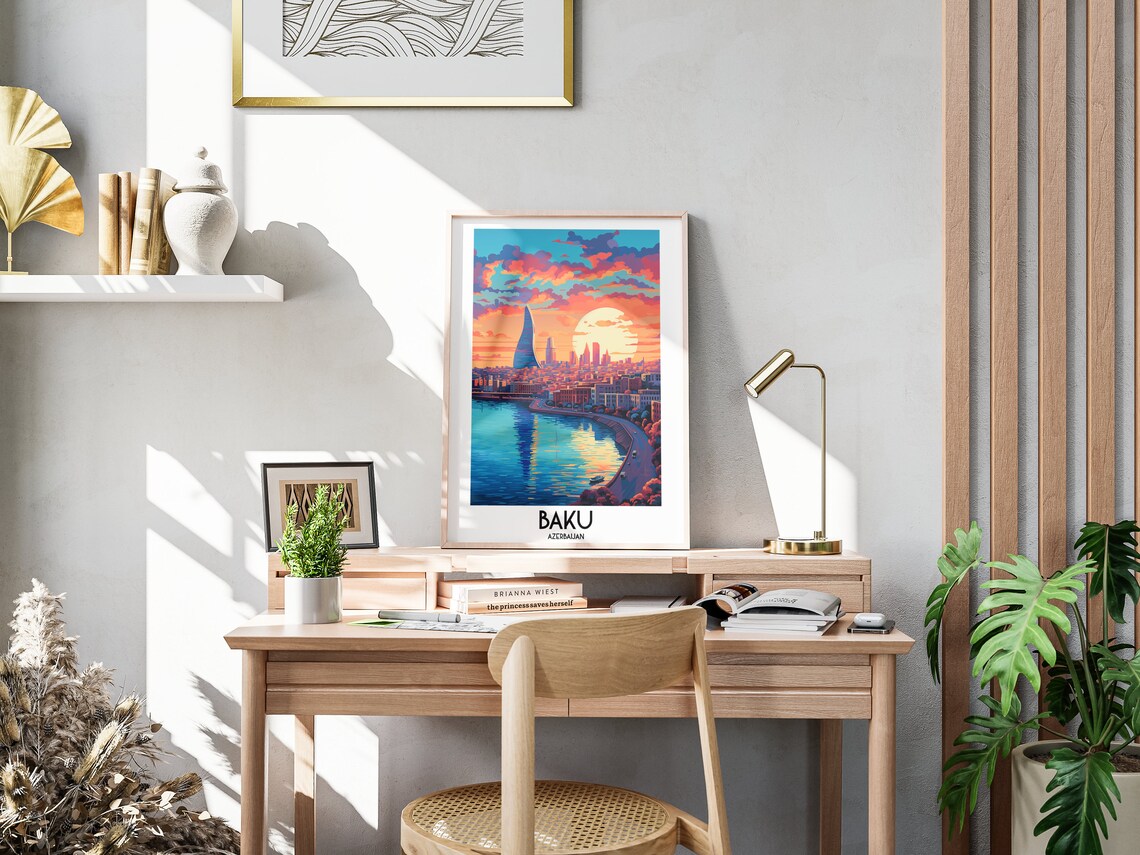 Baku Travel Poster, Azerbaijan Home Decor - Image 3