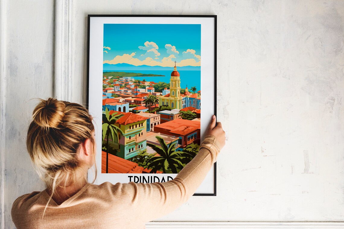 Trinidad Cuba Colonial Town Church Tower Palms Caribbean Travel Poster - Image 2
