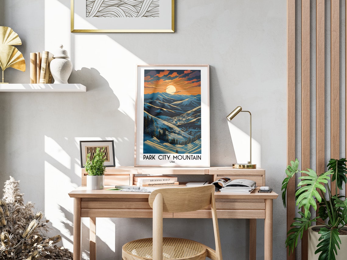 Park City Mountain Utah Sunset Ski Slopes Alpine Travel Poster - Image 3