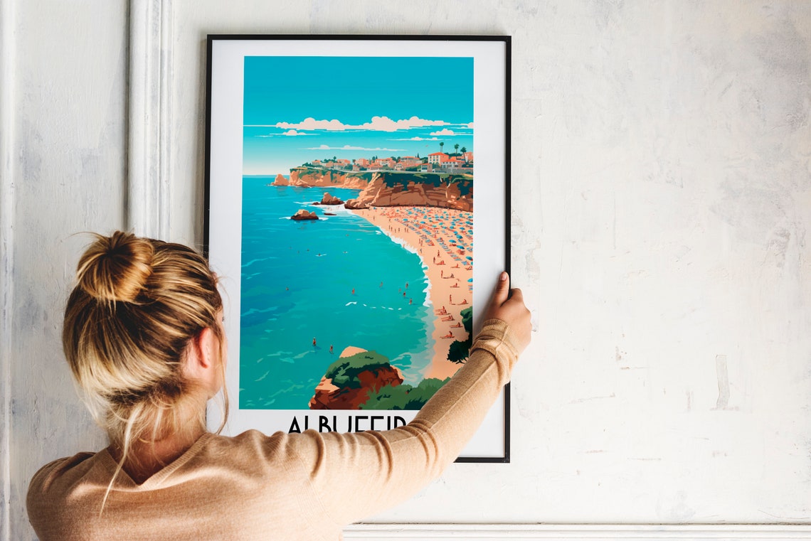 Albufeira Portugal Golden Beach Cliffs Blue Sea Summer Travel Poster - Image 2