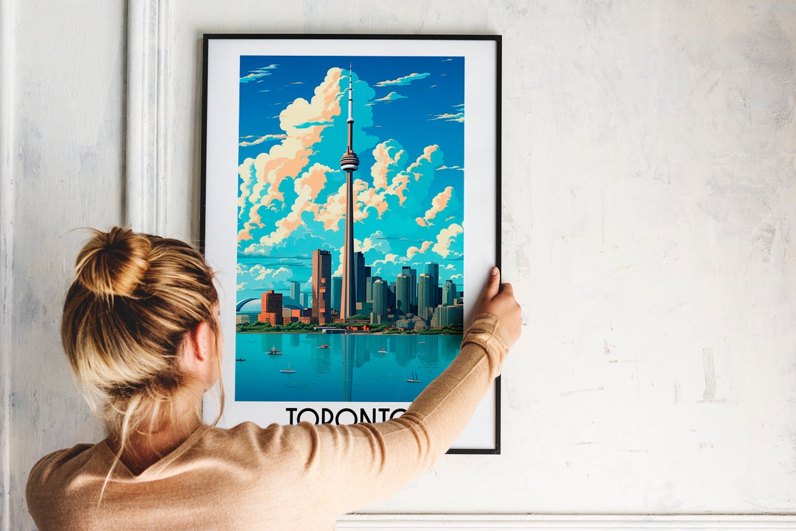 Toronto Canada CN Tower Skyline Lakefront Vintage Travel Poster - Image 2