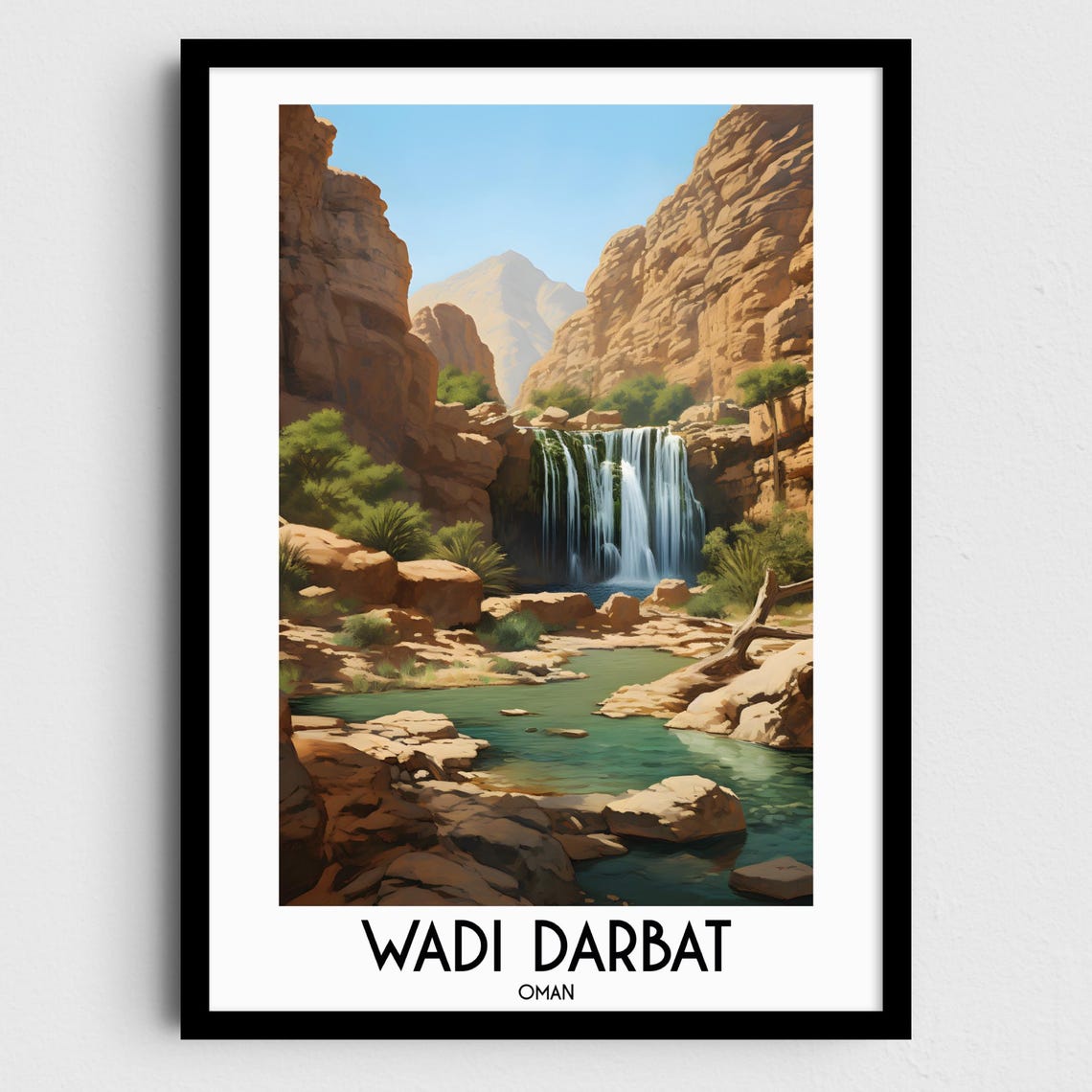 Wadi Darbat Oman Dhofar Desert Waterfall Canyon Travel Poster