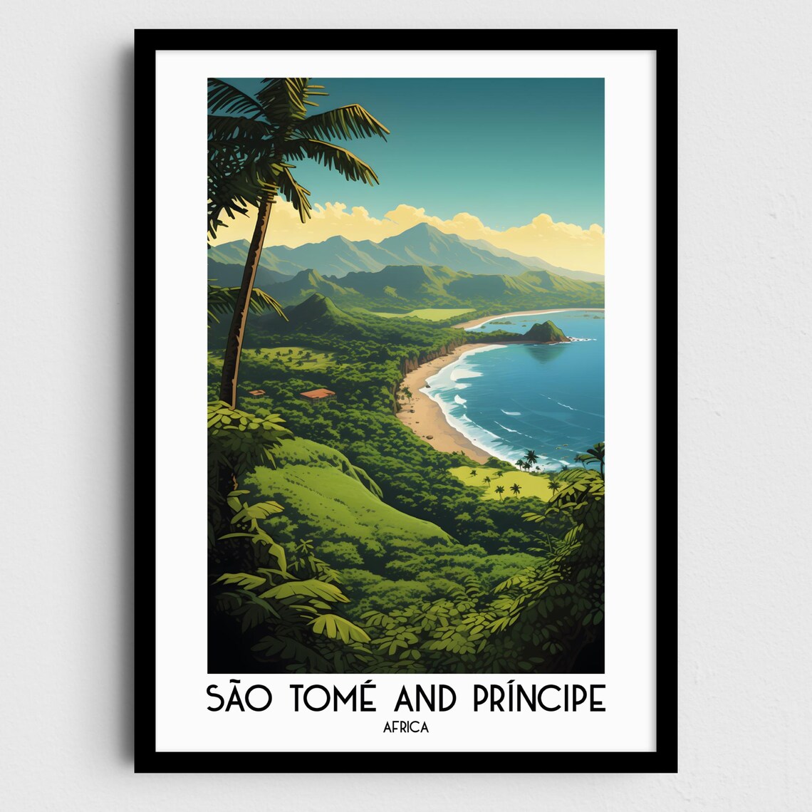 São Tomé and Príncipe Africa Coast Tropical Beach Island Travel Poster