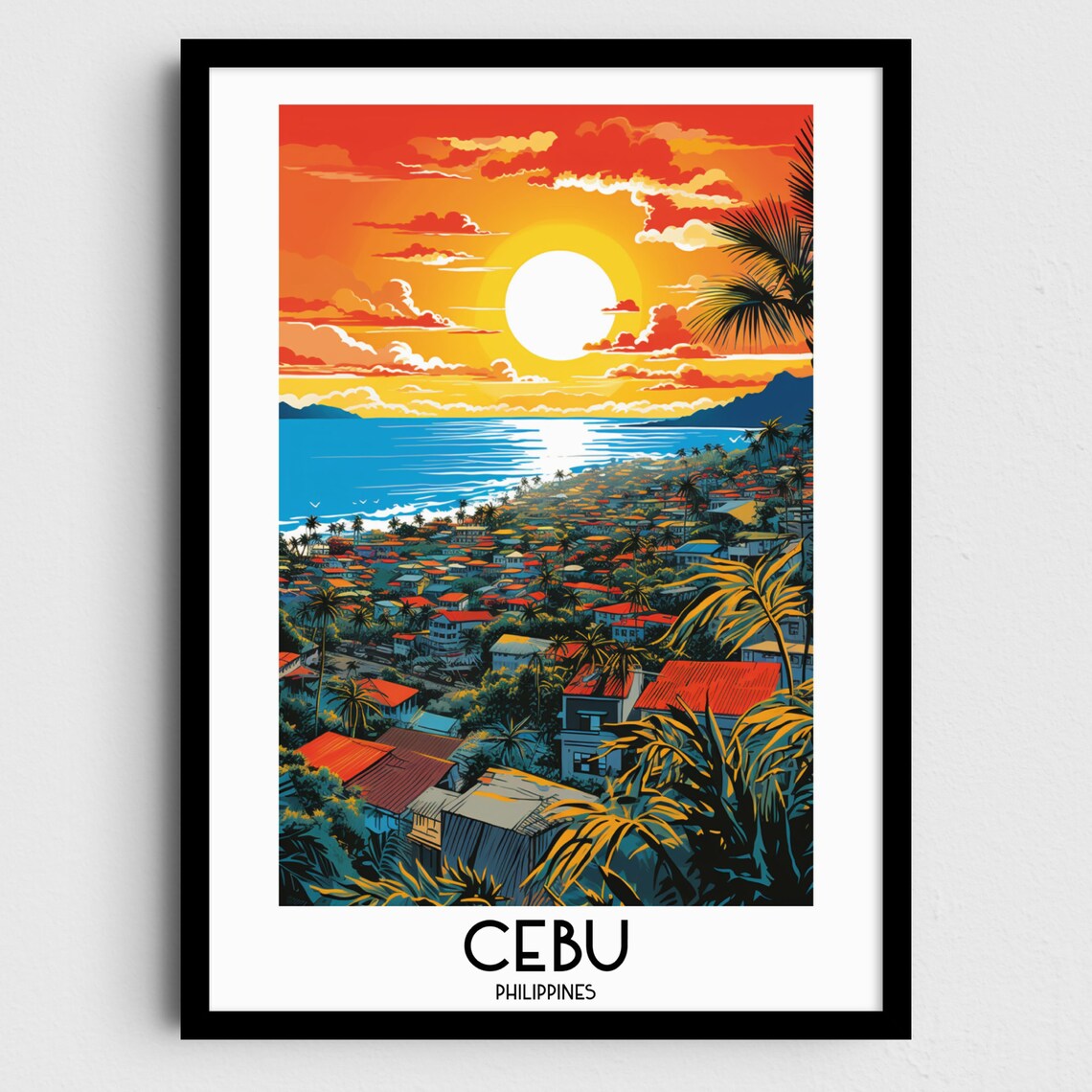 Cebu Travel Poster, Philippines Asia Home Decor