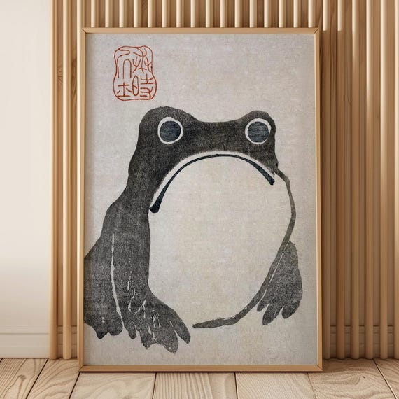 Japanese Hoji Frog Art Print, Vintage Minimalist Edo