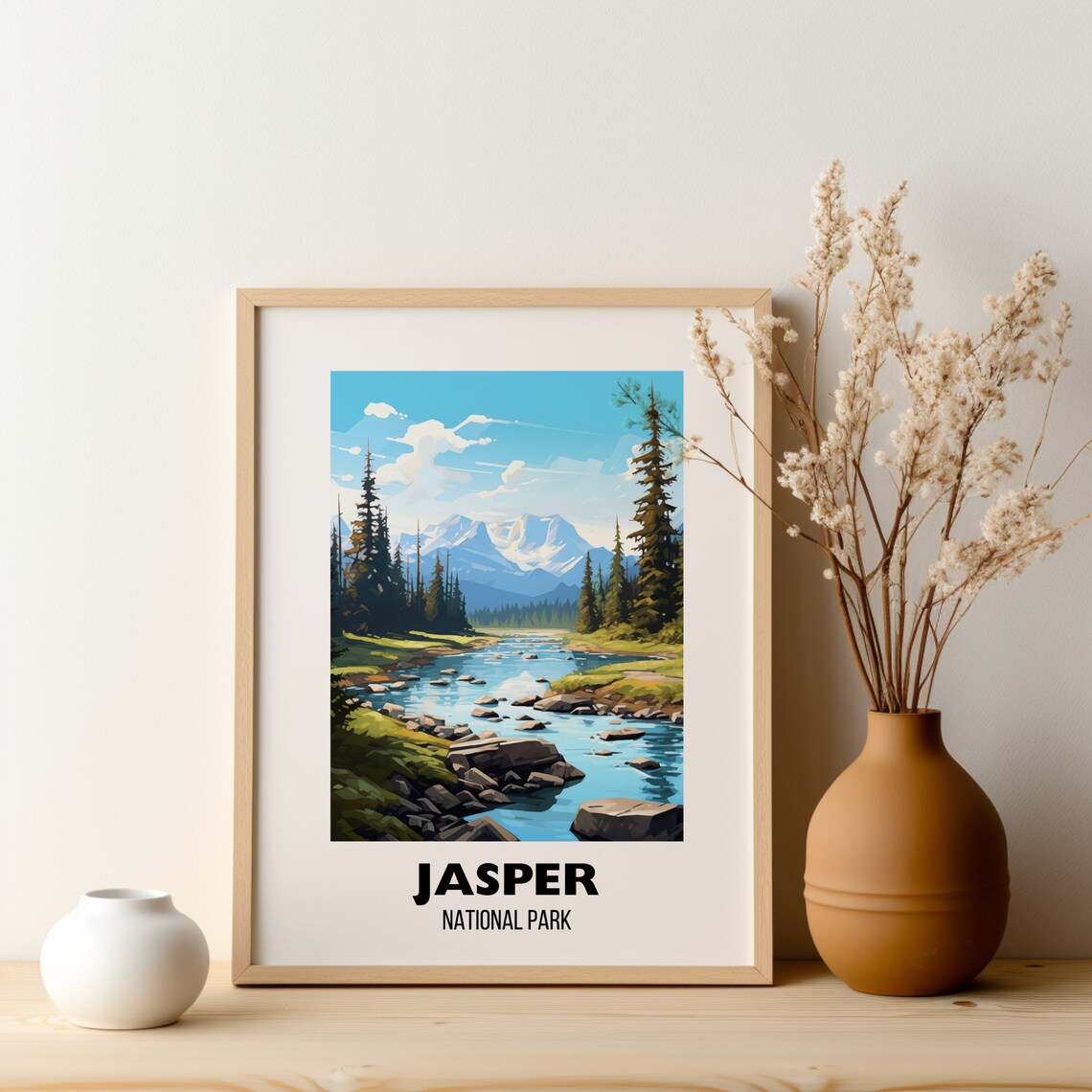 Jasper National Park Rocky Mountain River Valley Travel Poster - Image 2