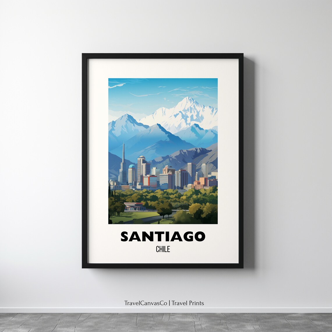 Santiago Travel Poster Wall Art City Art Poster Chile Travel Prints Santiago Art Santiago Gift Santiago Print Art