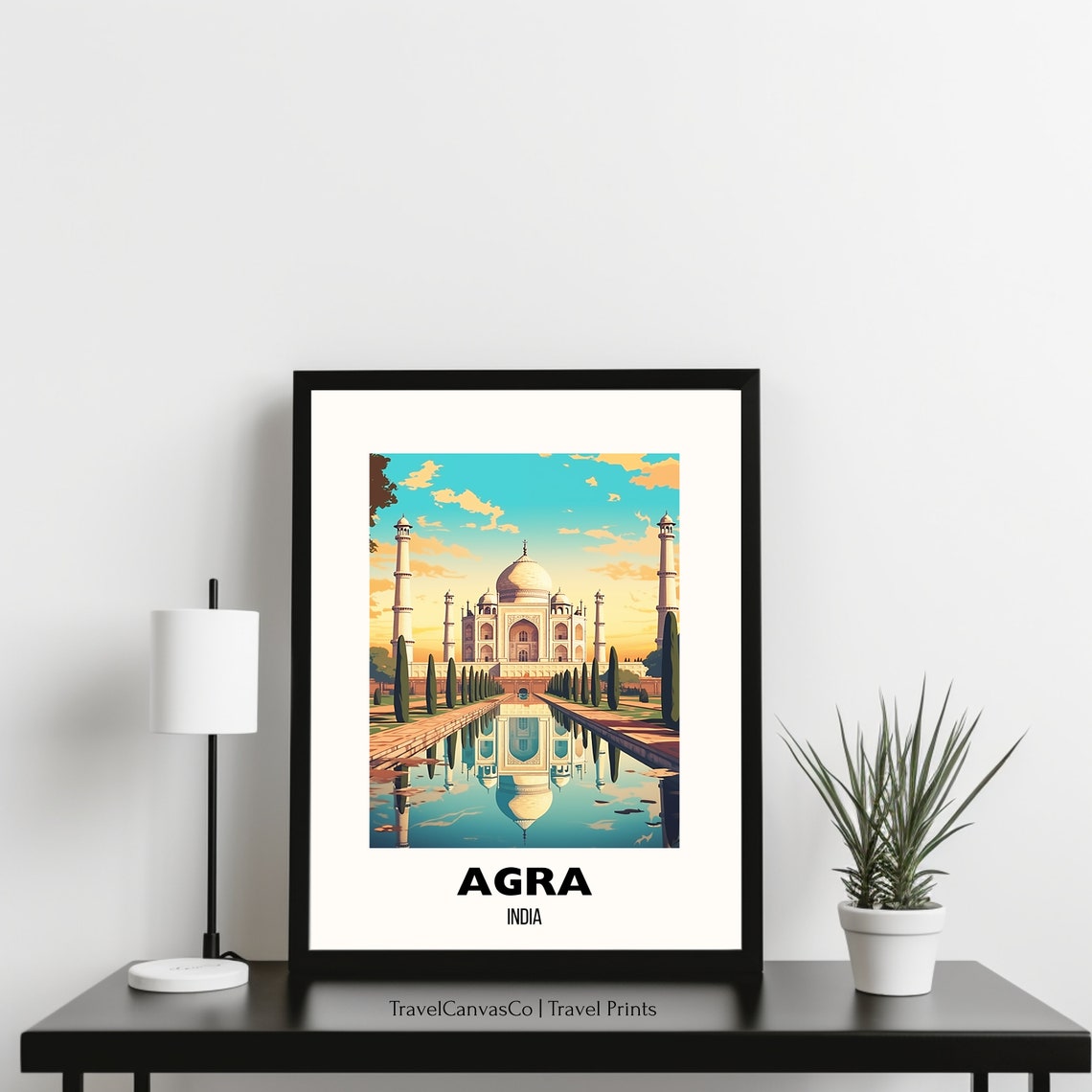 Agra India Taj Mahal Sunrise Reflection Wonder Travel Poster - Image 3