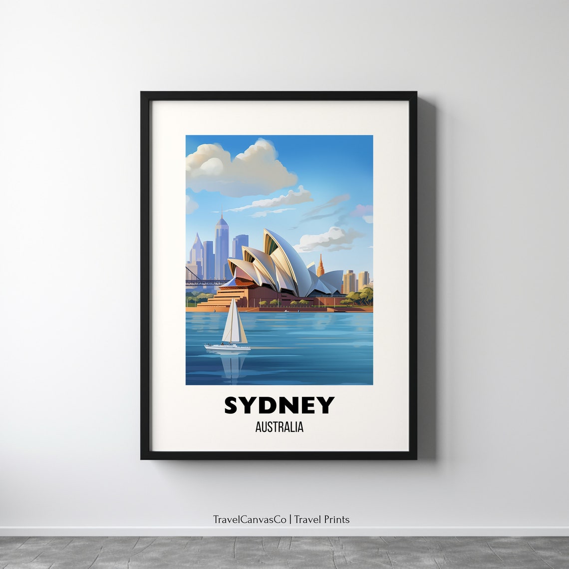 Sydney Australia Opera House On The Harbor Sailboat Travel Poster