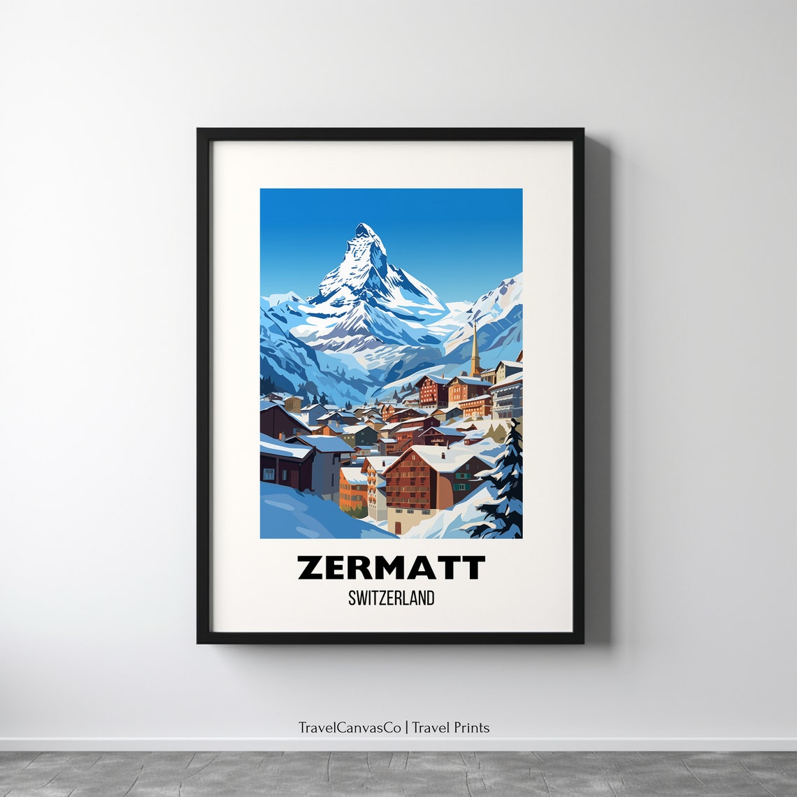 Zermatt Travel Poster Wall Art City Art Poster Europe Travel Prints Switzerland Wall Art Zermatt Gift Zermatt Print Zermatt Wall Art