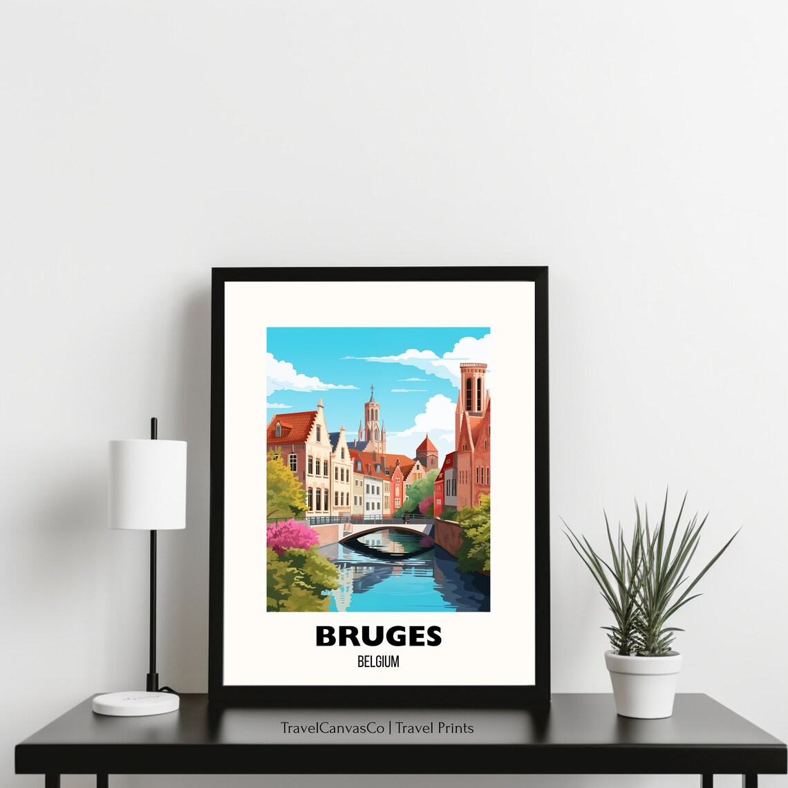 Bruges Belgium Canal Bridge Historic Old Town Vintage Travel Poster - Image 3
