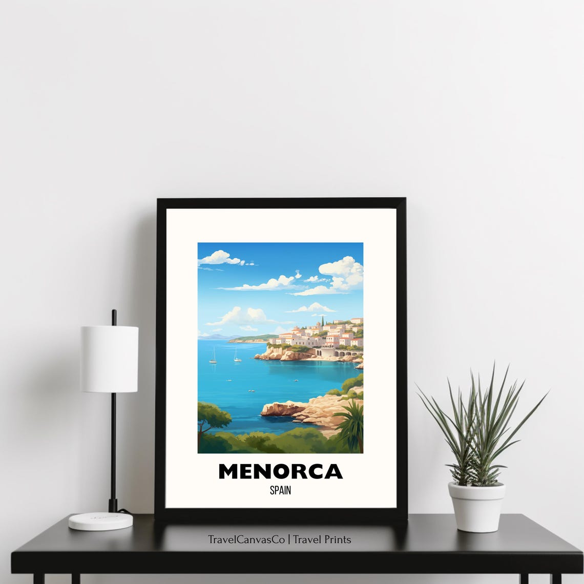 Menorca Spain Cliffside Coastal Town Mediterranean Sea Poster - Image 3