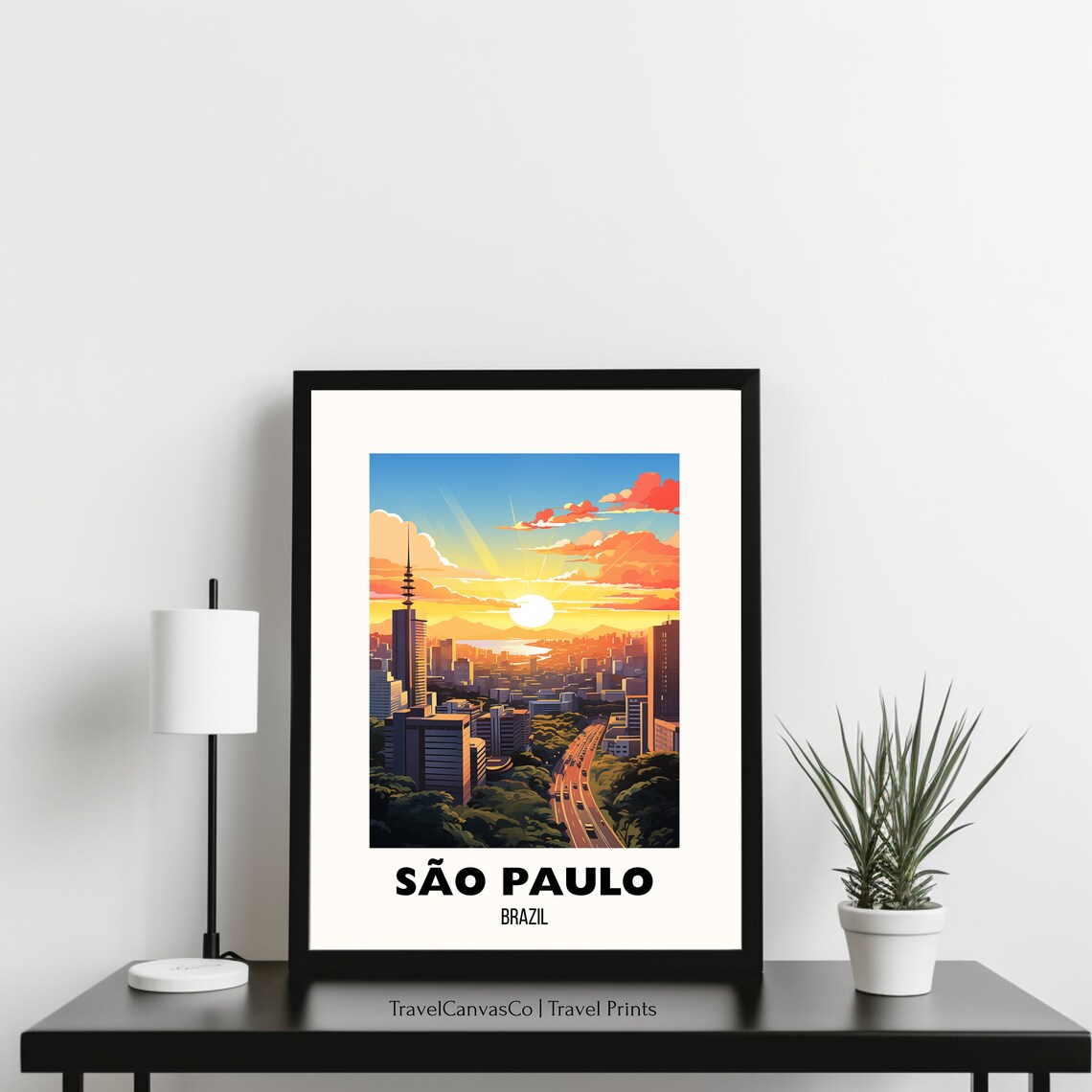Sao Paulo Brazil Golden Sunset Skyline Cityscape Travel Poster - Image 3